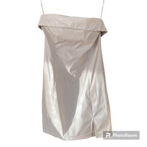 Faux Leather Beige Strapless Dress Women’s Large